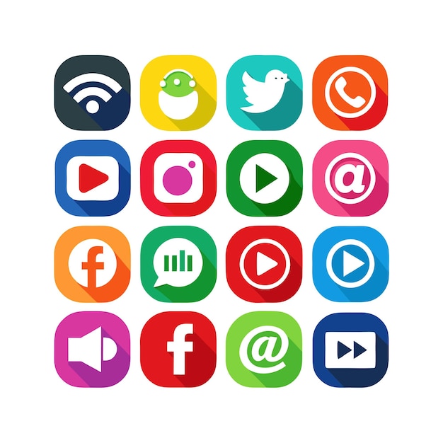 Ilustración vectorial de la colección de iconos de los medios sociales