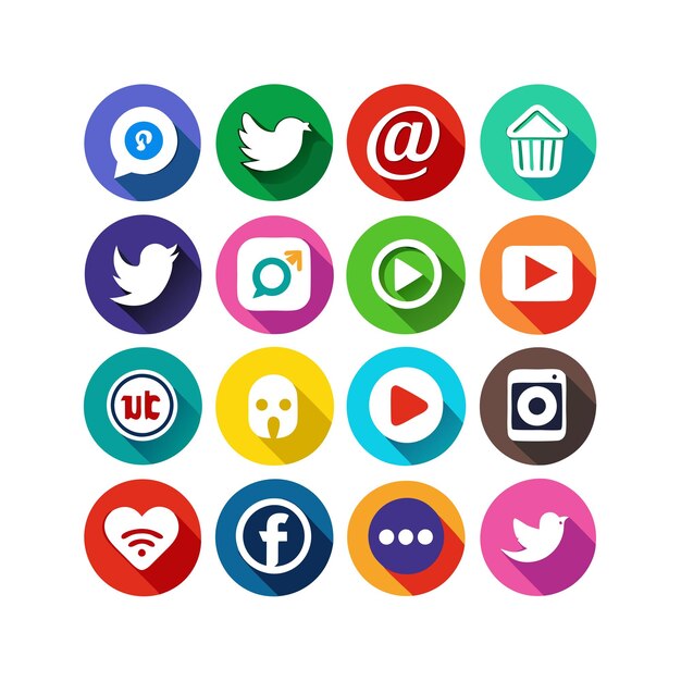 Ilustración vectorial de la colección de iconos de los medios sociales