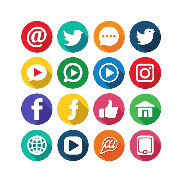 Ilustración vectorial de la colección de iconos de los medios sociales