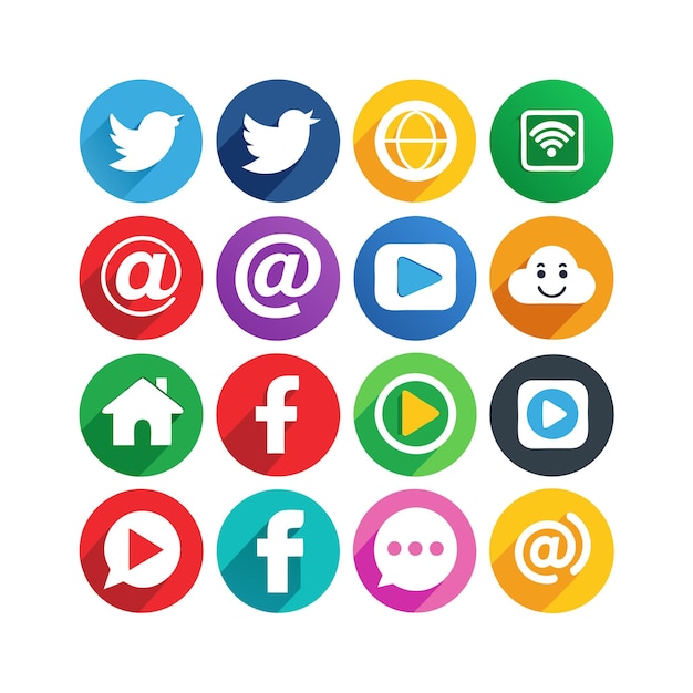 Ilustración vectorial de la colección de iconos de los medios sociales