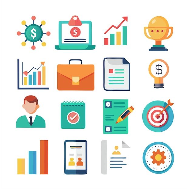 Ilustración vectorial de la colección de iconos de negocios y finanzas