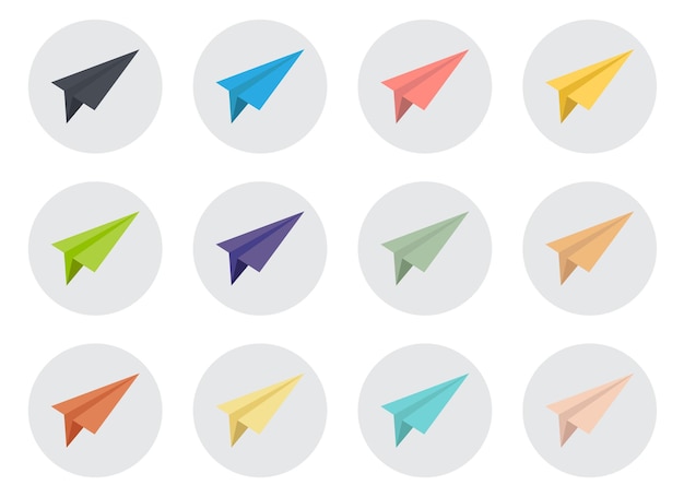 Ilustración vectorial de colección de íconos de plano de papel aislados en blanco