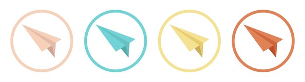 Ilustración vectorial de colección de íconos de plano de papel aislados en blanco