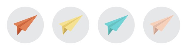 Ilustración vectorial de colección de íconos de plano de papel aislados en blanco
