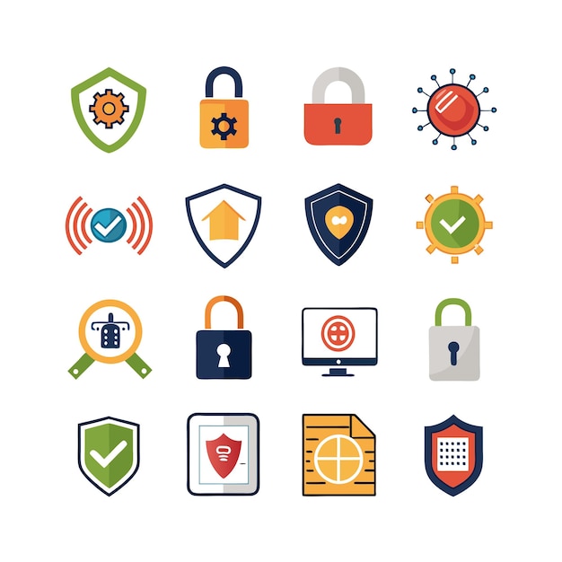 Ilustración vectorial de la colección de iconos de seguridad
