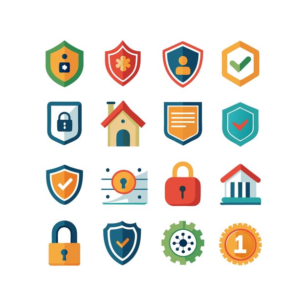 Ilustración vectorial de la colección de iconos de seguridad