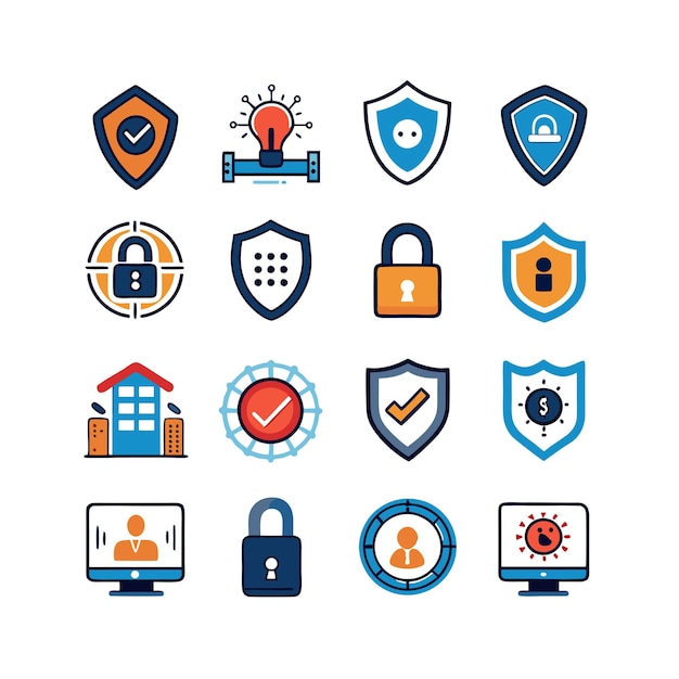 Ilustración vectorial de la colección de iconos de seguridad