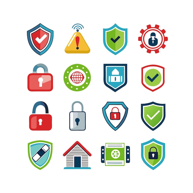 Ilustración vectorial de la colección de iconos de seguridad