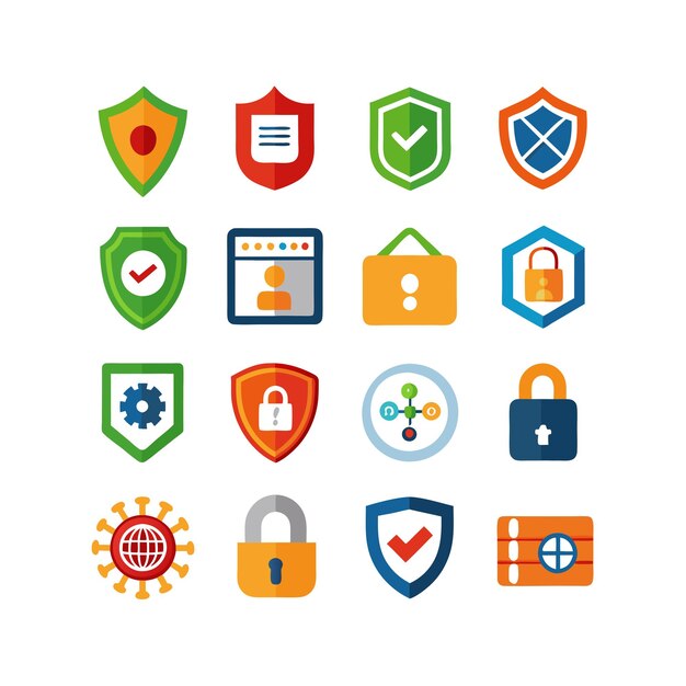 Ilustración vectorial de la colección de iconos de seguridad