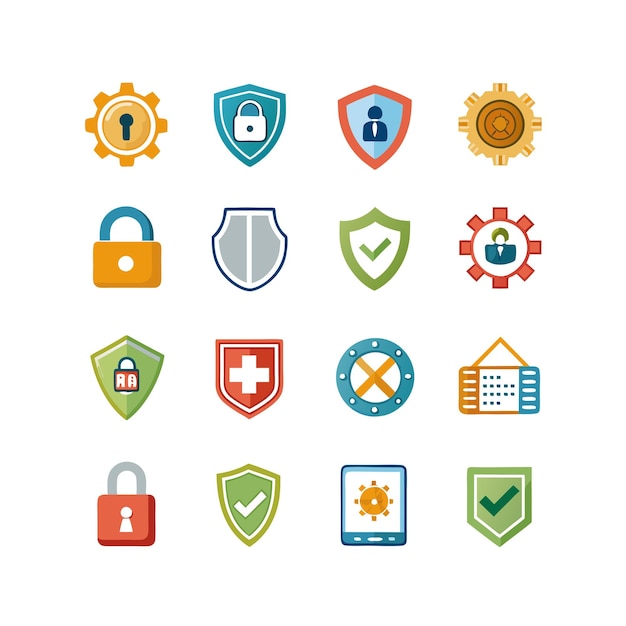 Ilustración vectorial de la colección de iconos de seguridad