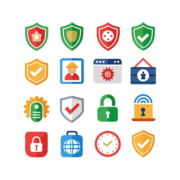 Ilustración vectorial de la colección de iconos de seguridad