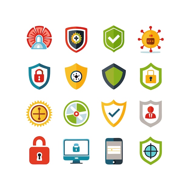Ilustración vectorial de la colección de iconos de seguridad