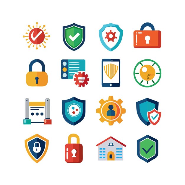 Ilustración vectorial de la colección de iconos de seguridad