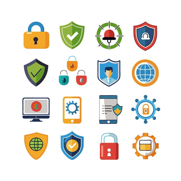 Ilustración vectorial de la colección de iconos de seguridad