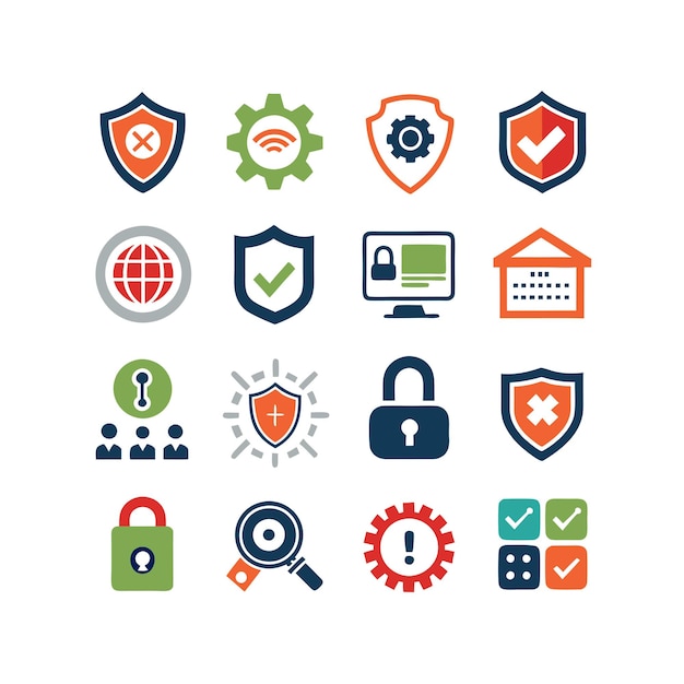 Ilustración vectorial de la colección de iconos de seguridad