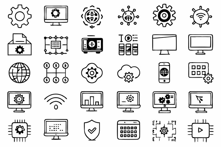 Vector ilustración vectorial de la colección de iconos de tecnología de ui