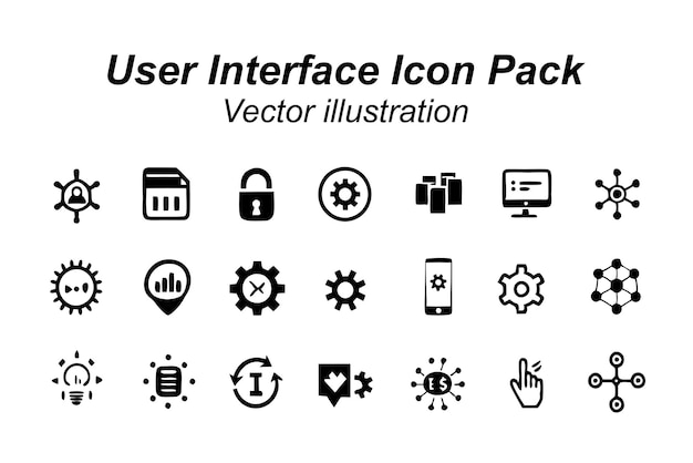 Ilustración vectorial de la colección de iconos de tecnología de UI