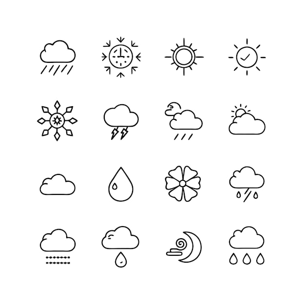 Ilustración vectorial de la colección de iconos del tiempo