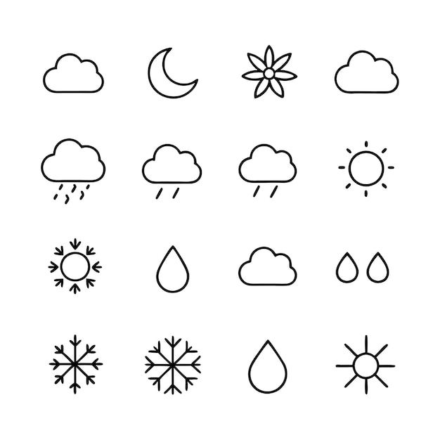 Ilustración vectorial de la colección de iconos del tiempo