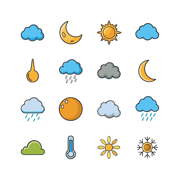 Ilustración vectorial de la colección de iconos del tiempo