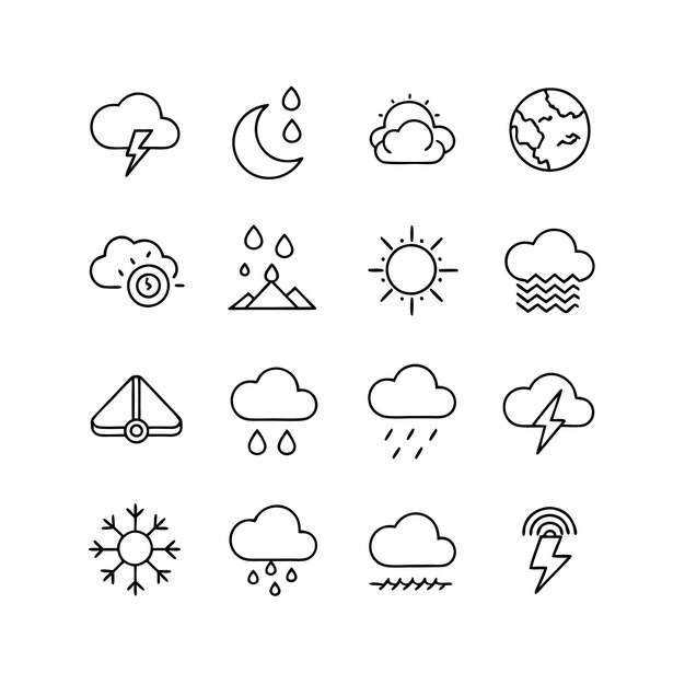 Ilustración vectorial de la colección de iconos del tiempo