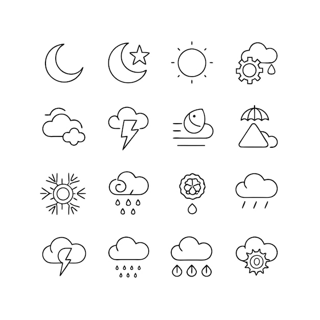Ilustración vectorial de la colección de iconos del tiempo