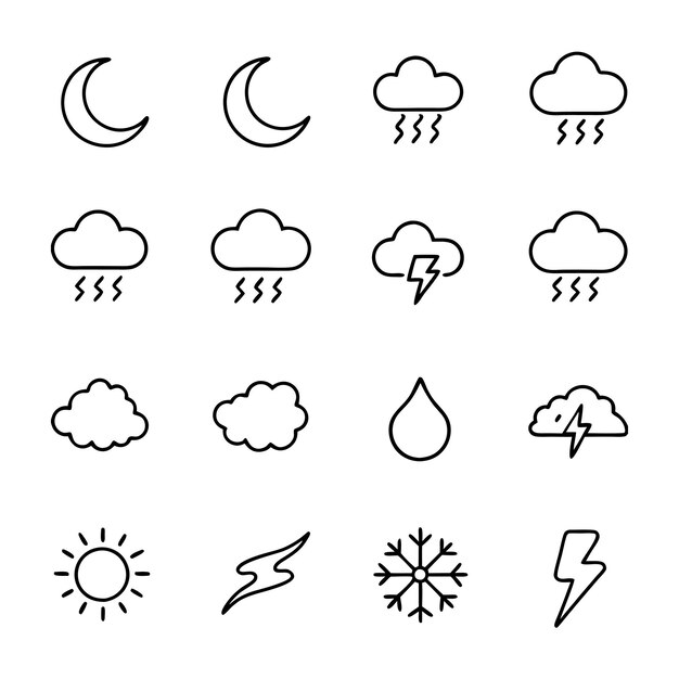 Ilustración vectorial de la colección de iconos del tiempo