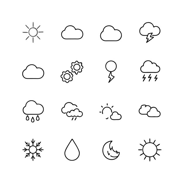 Ilustración vectorial de la colección de iconos del tiempo