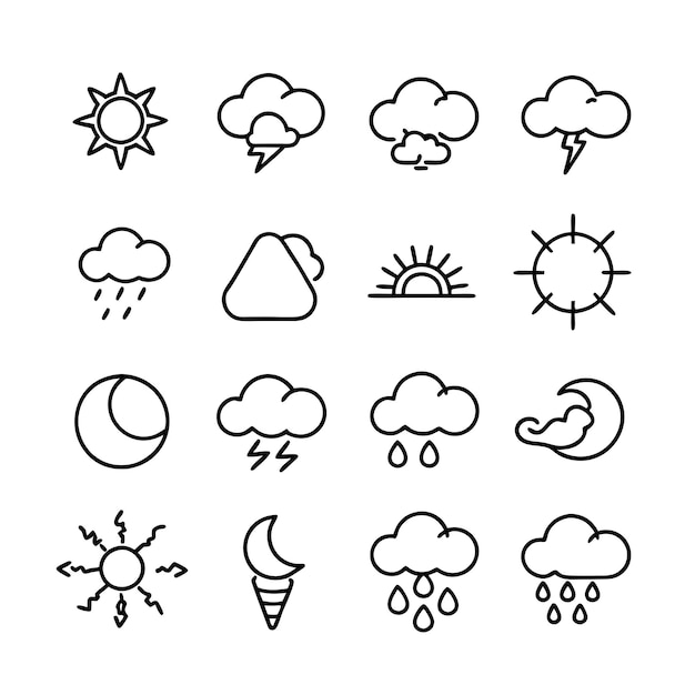 Ilustración vectorial de la colección de iconos del tiempo