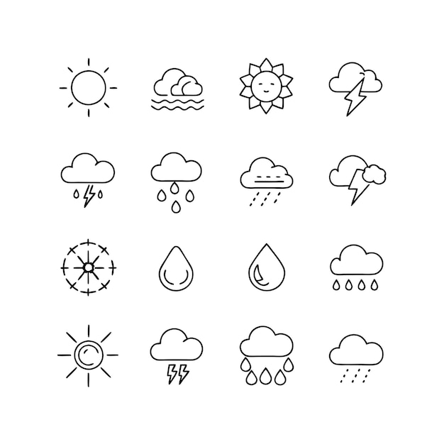 Ilustración vectorial de la colección de iconos del tiempo