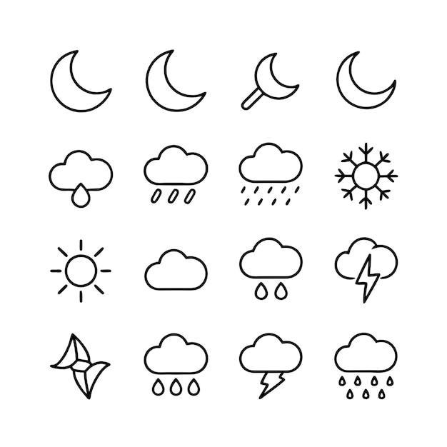 Ilustración vectorial de la colección de iconos del tiempo