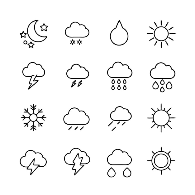 Ilustración vectorial de la colección de iconos del tiempo