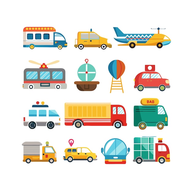 Ilustración vectorial de la colección de iconos de transporte