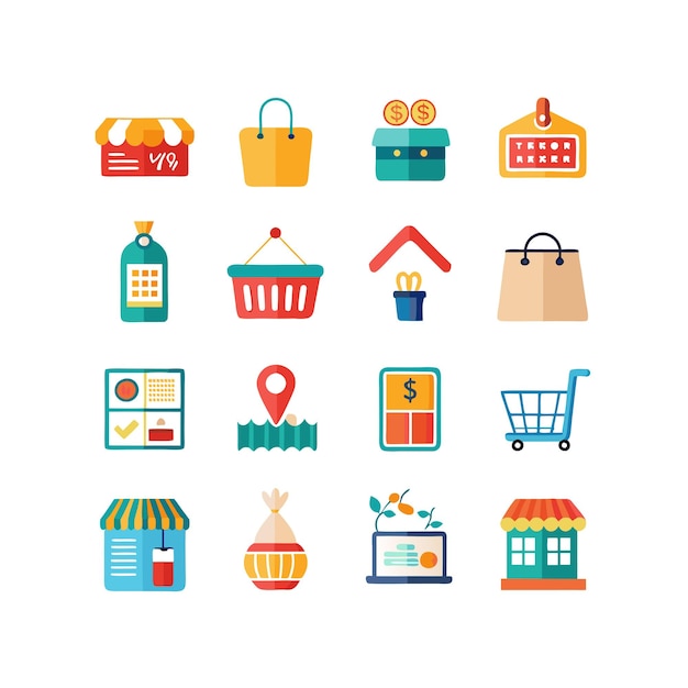 Ilustración vectorial de la colección de iconos de venta al por menor y compras