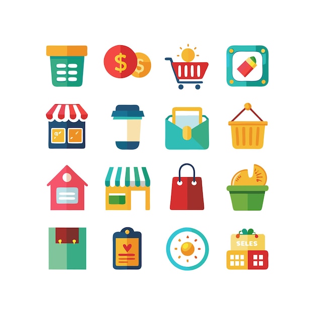 Ilustración vectorial de la colección de iconos de venta al por menor y compras