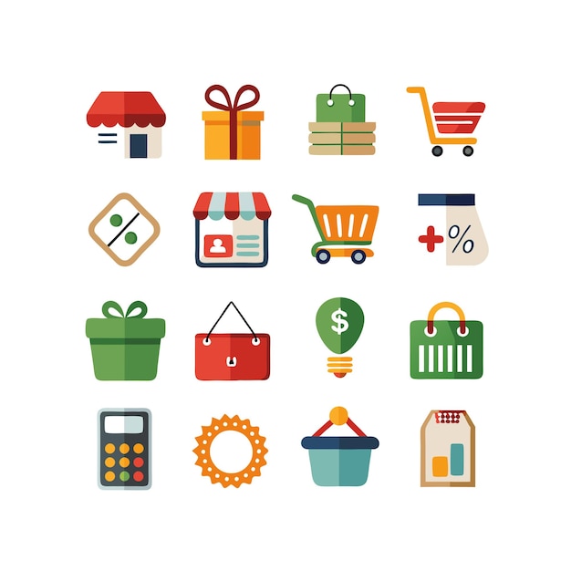 Ilustración vectorial de la colección de iconos de venta al por menor y compras