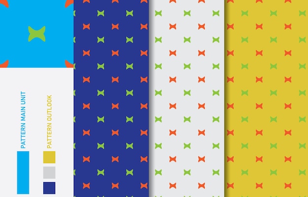 Ilustración vectorial de la colección de patrones de tela textil sin costuras de colores
