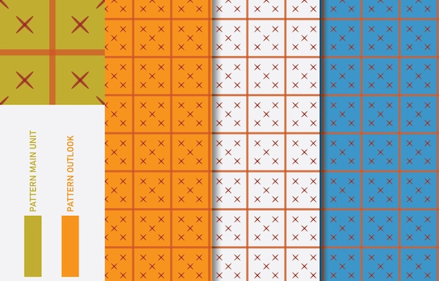 Ilustración vectorial de la colección de patrones de telas textiles sin costuras coloridas