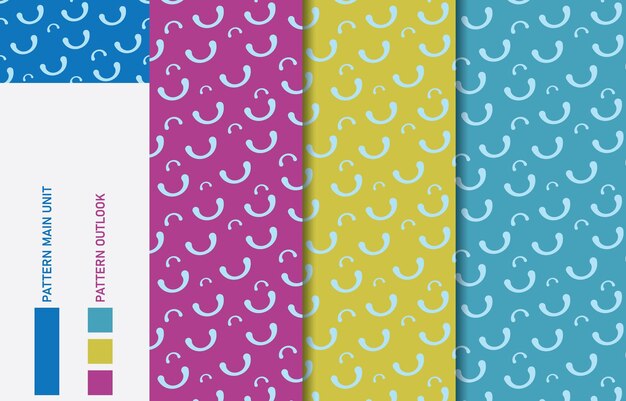 Ilustración vectorial de la colección de patrones de telas textiles sin costuras coloridas