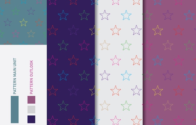 Ilustración vectorial de la colección de patrones de telas textiles sin costuras coloridas