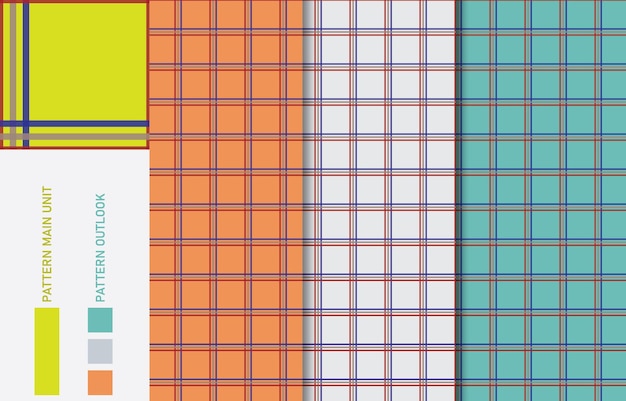 Ilustración vectorial de la colección de patrones de telas textiles sin costuras coloridas