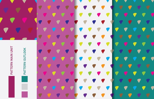 Ilustración vectorial de la colección de patrones de telas textiles sin costuras coloridas