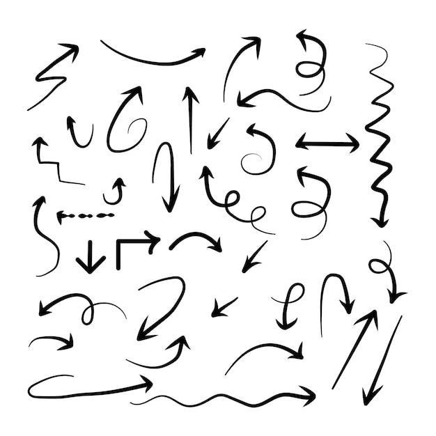 Ilustración vectorial de colecciones de flechas dibujadas a mano