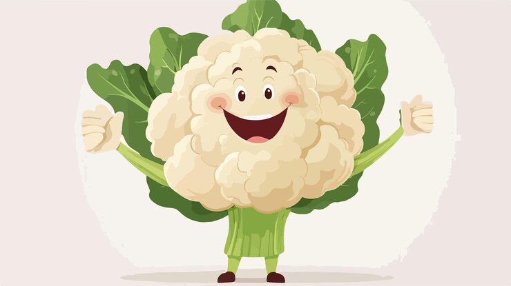 Vector ilustración vectorial de la coliflor presentando algo
