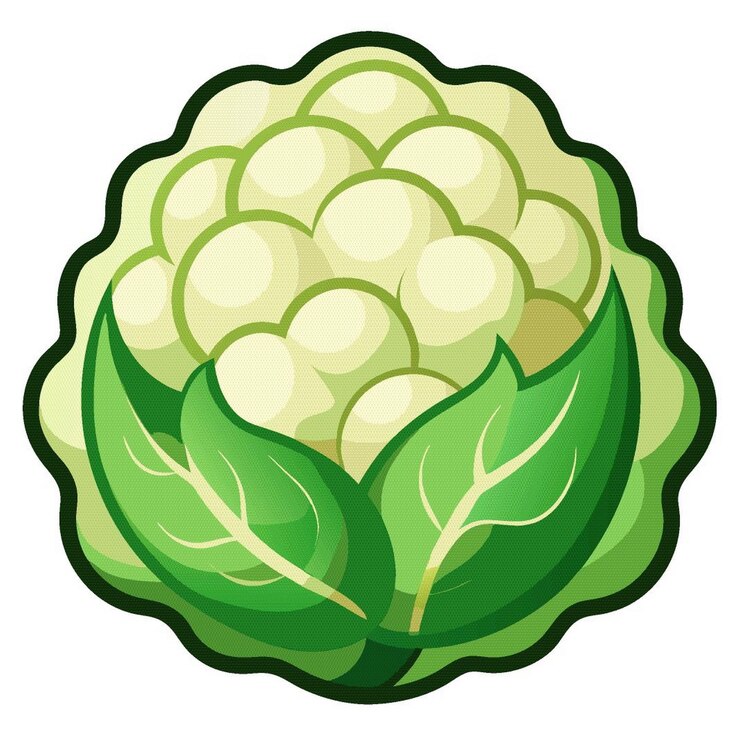 Vector ilustración vectorial de una coliflor sobre un fondo blanco