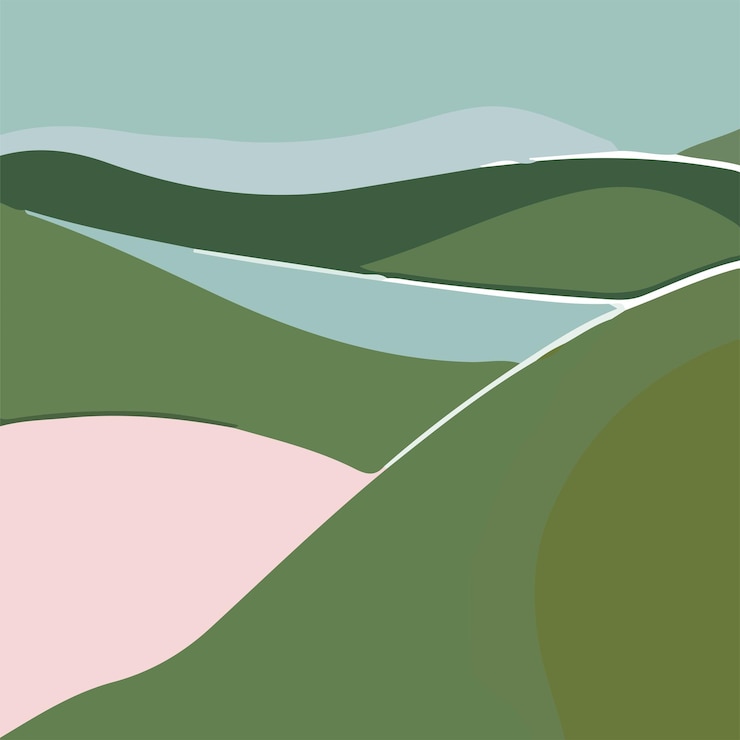 Vector ilustración vectorial de colinas abstractas y coloridas