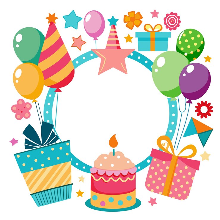 Vector ilustración vectorial de collage de imágenes de cumpleaños vacías