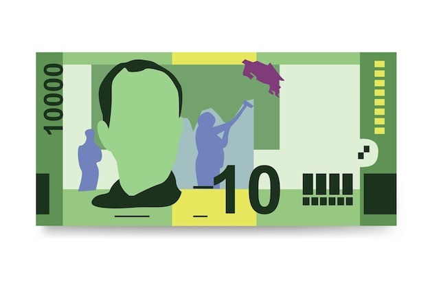 Ilustración vectorial de colon costarricense Conjunto de dinero de Costa Rica Paquete de billetes Papel moneda 10000 CRC