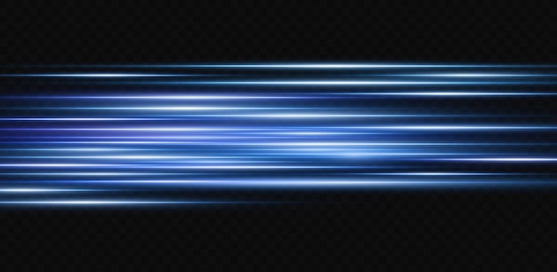Ilustración vectorial en color azul. Conjunto de efectos de luz. Deslumbramiento y destello.