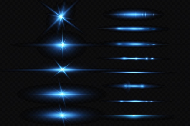 Ilustración vectorial de un color azul Efecto de luz Hazes láser abstractos de luz Rayos de neón caóticos